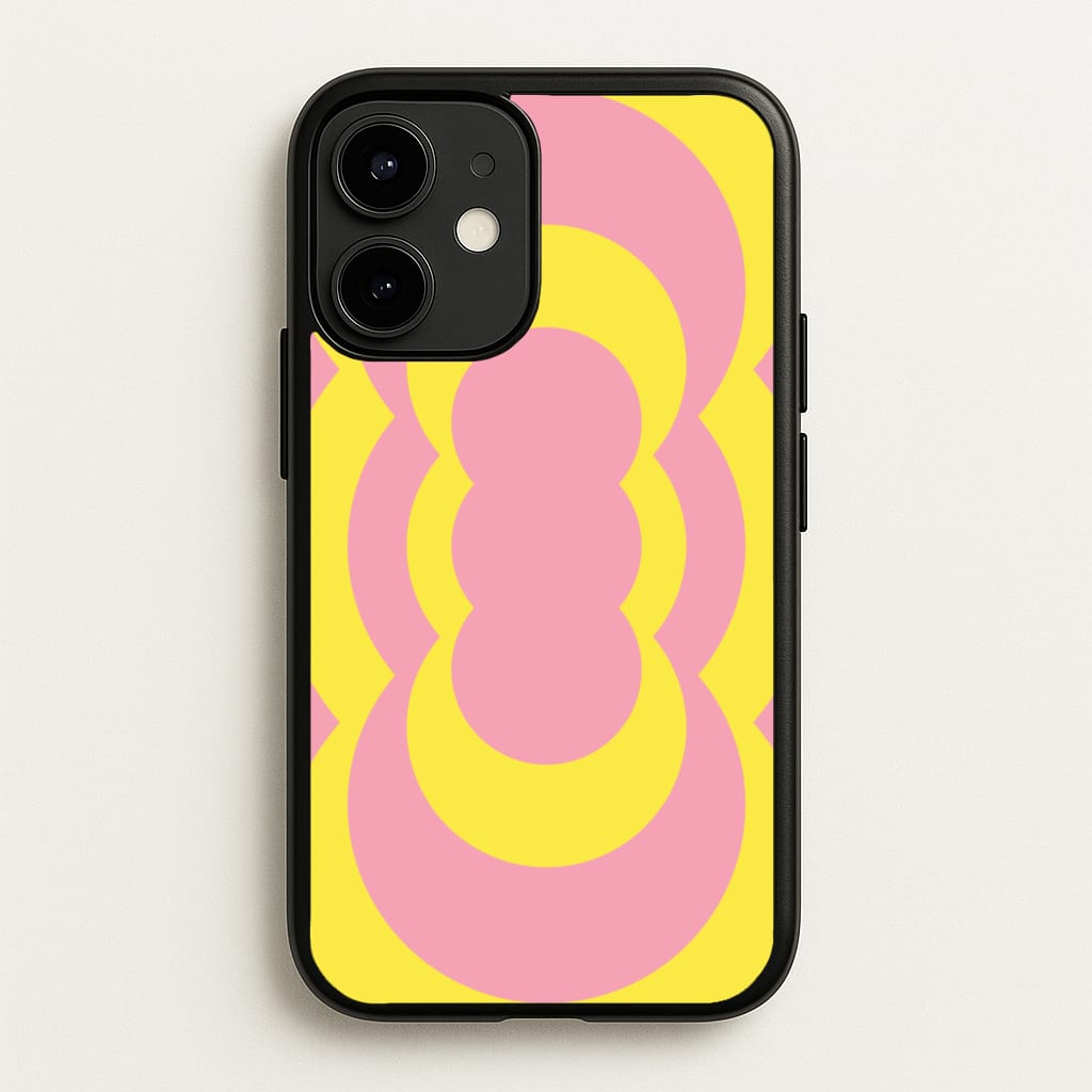 Yellow And Pink Curves Abstract Pattern - Abstract Patterns Phone Case for iPhone 12 Mini