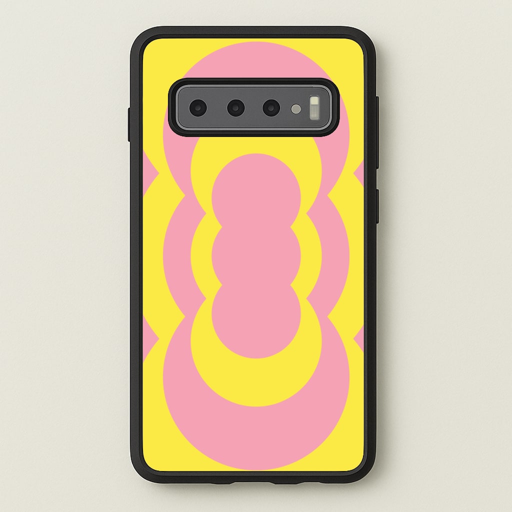 Yellow And Pink Curves Abstract Pattern - Abstract Patterns Phone Case for Galaxy S10