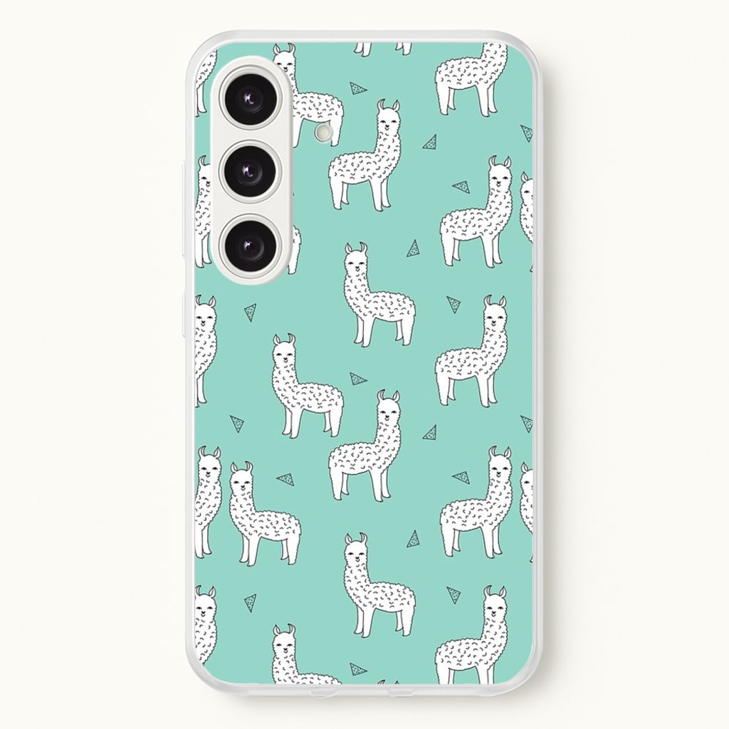 Mint Alpaca Pattern - Phone Case for Galaxy S25