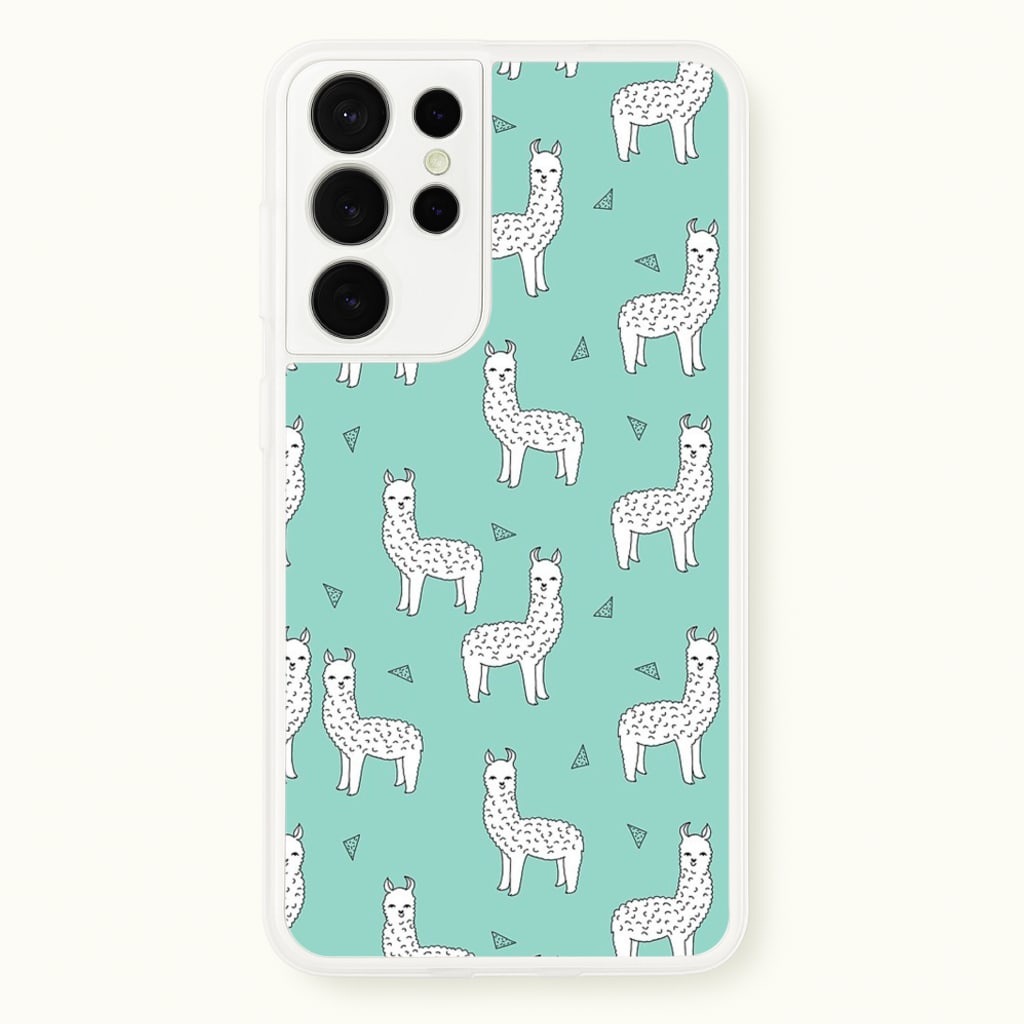 Mint Alpaca Pattern - Phone Case for Galaxy S21 Ultra