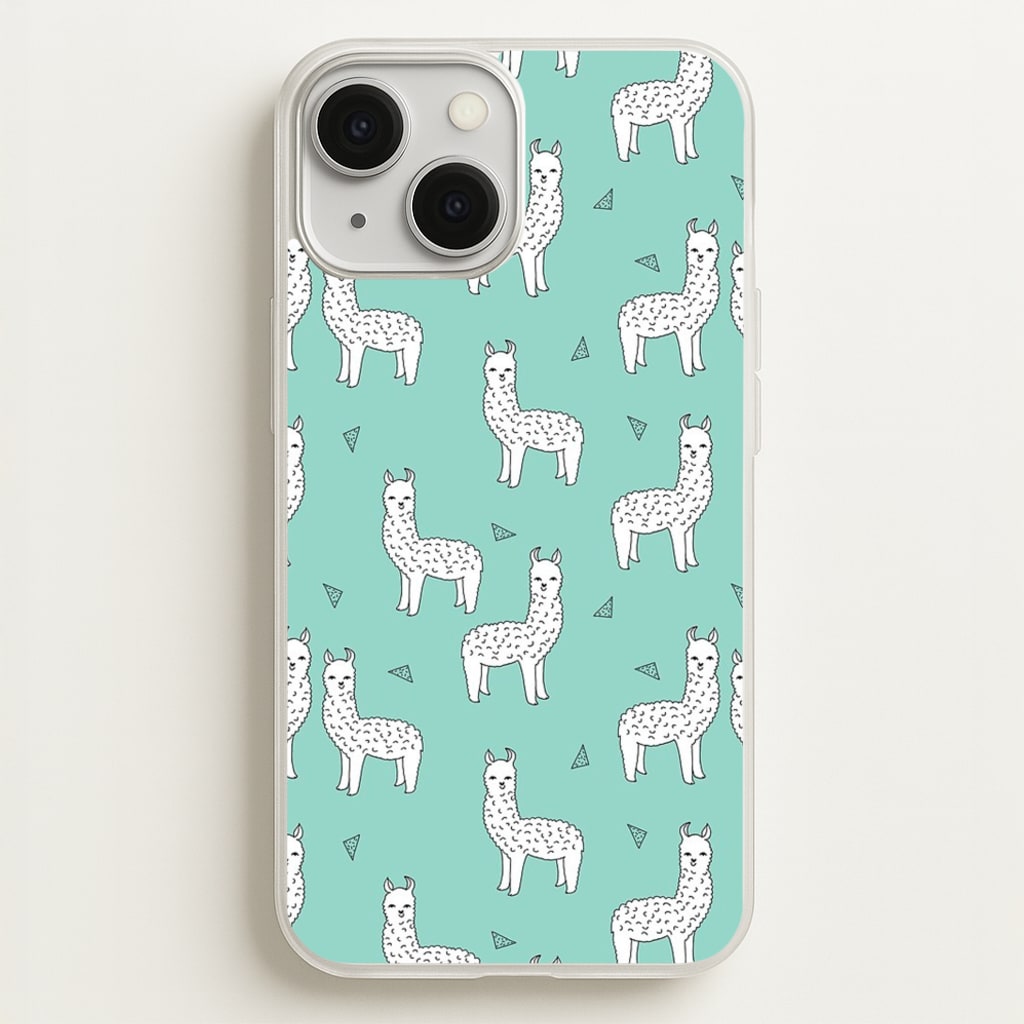 Mint Alpaca Pattern - Phone Case for iPhone 13
