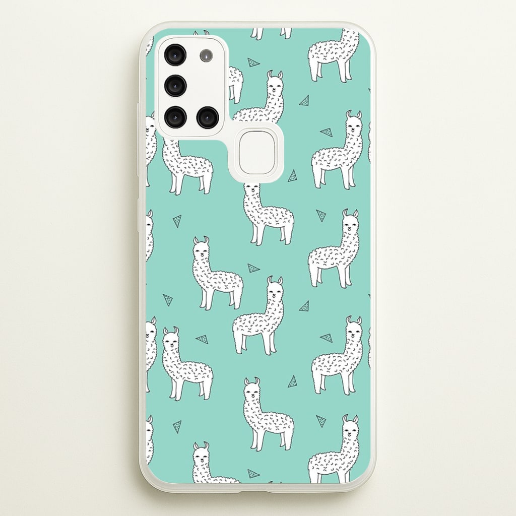 Mint Alpaca Pattern - Phone Case for Galaxy A21s