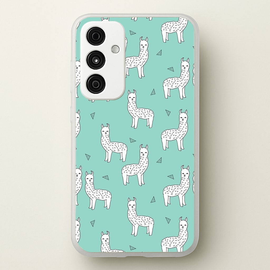 Mint Alpaca Pattern - Phone Case for Galaxy A55