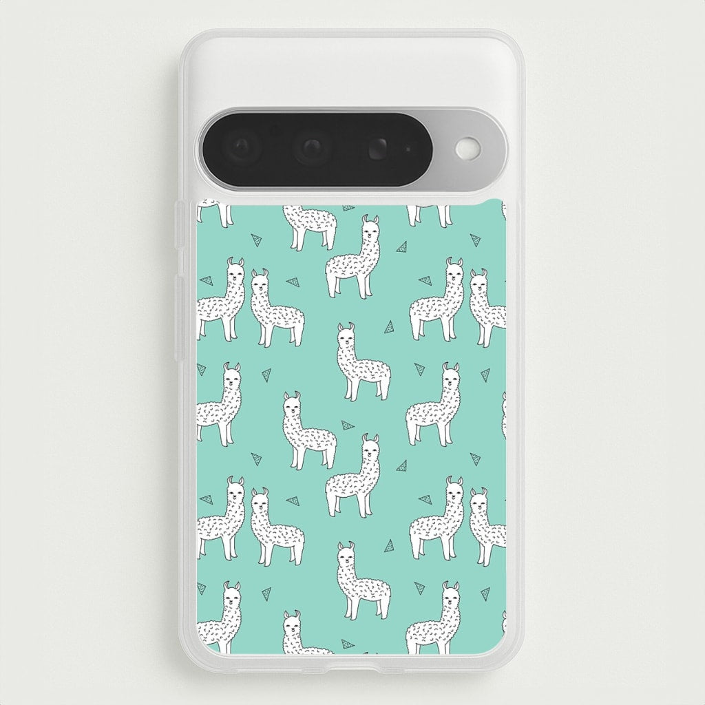 Mint Alpaca Pattern Phone Case for Google Pixel 10 Pro XL