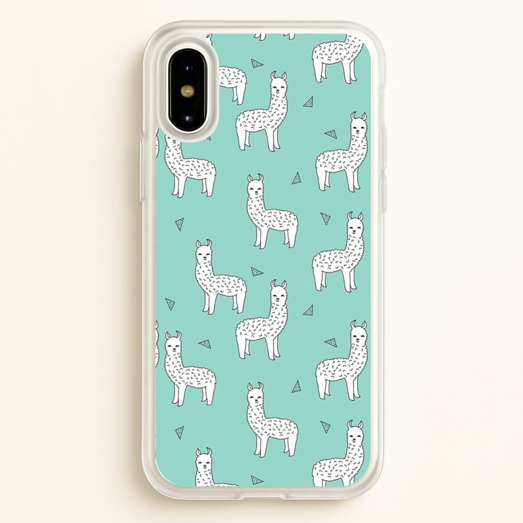 Mint Alpaca Pattern - Phone Case for iPhone X / XS