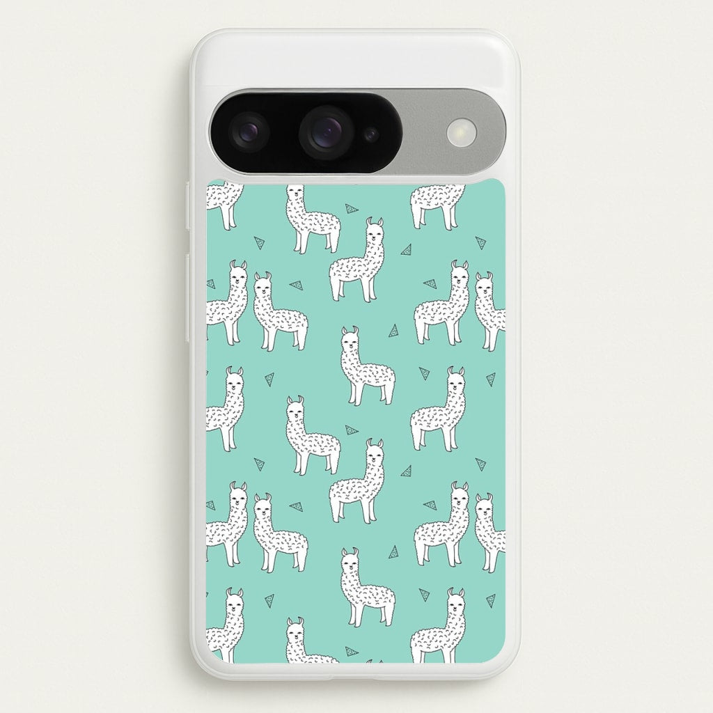 Mint Alpaca Pattern Phone Case for Google Pixel 10 / 10 Pro