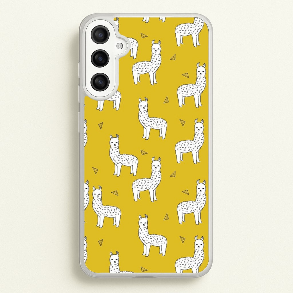 Mustard Alpaca Pattern - Phone Case for Galaxy A34