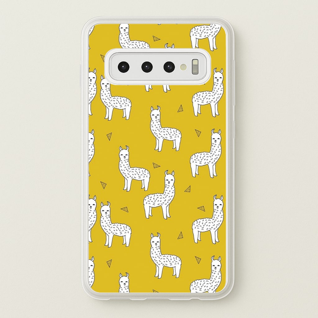 Mustard Alpaca Pattern - Phone Case for Galaxy S10