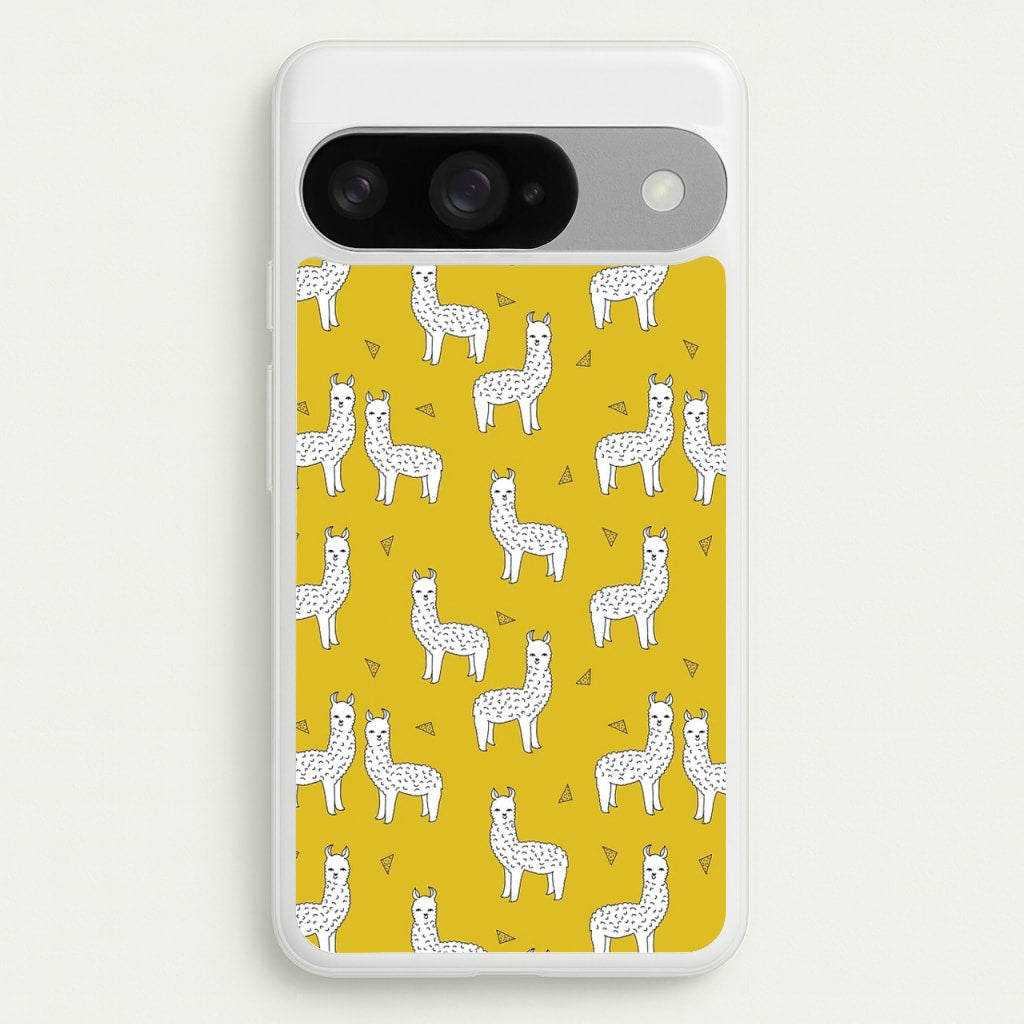 Mustard Alpaca Pattern Phone Case for Google Pixel 10 / 10 Pro