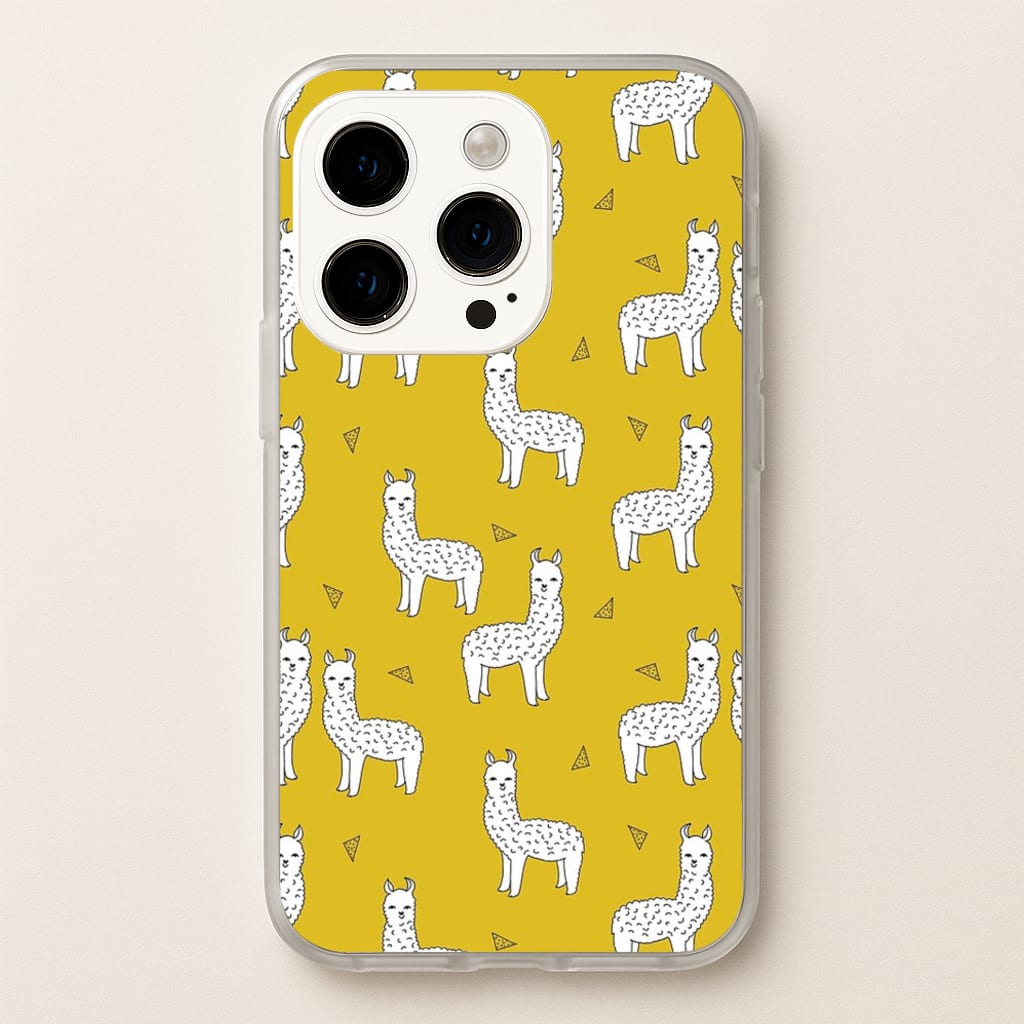 Mustard Alpaca Pattern - Phone Case for iPhone 14 Pro