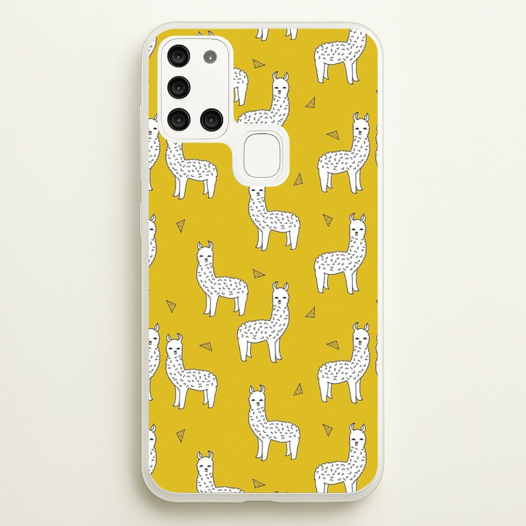 Mustard Alpaca Pattern - Phone Case for Galaxy A21s