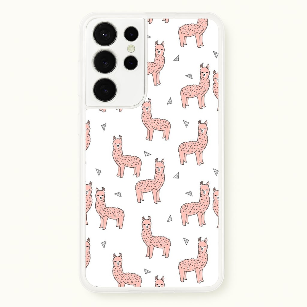Pale Pink Alpaca Pattern - Phone Case for Galaxy S21 Ultra