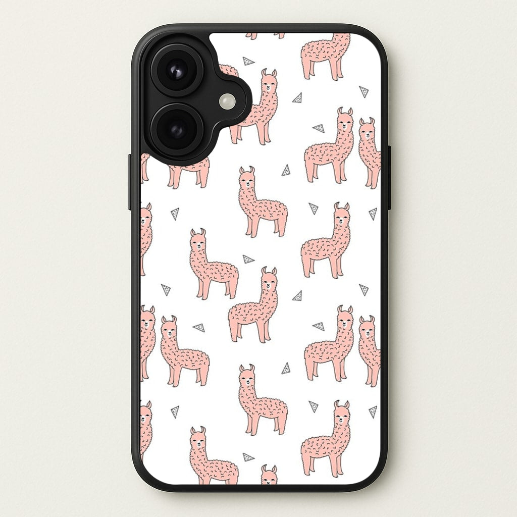 Pale Pink Alpaca Pattern Phone Case for iPhone 17