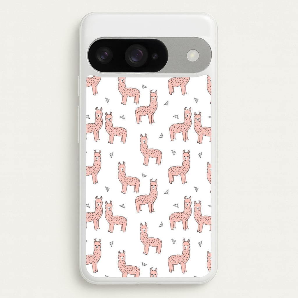 Pale Pink Alpaca Pattern Phone Case for Google Pixel 10 / 10 Pro