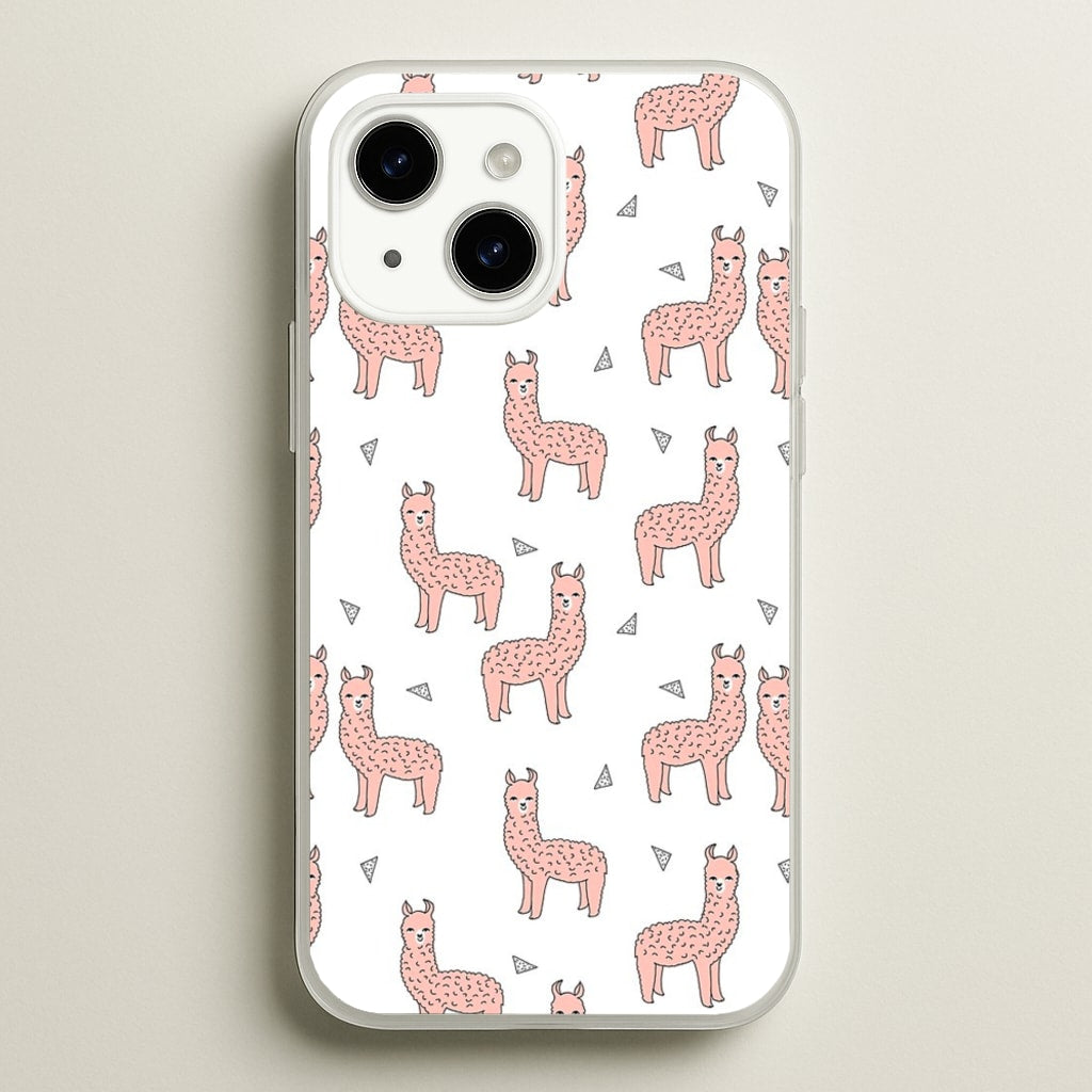 Pale Pink Alpaca Pattern - Phone Case for iPhone 15