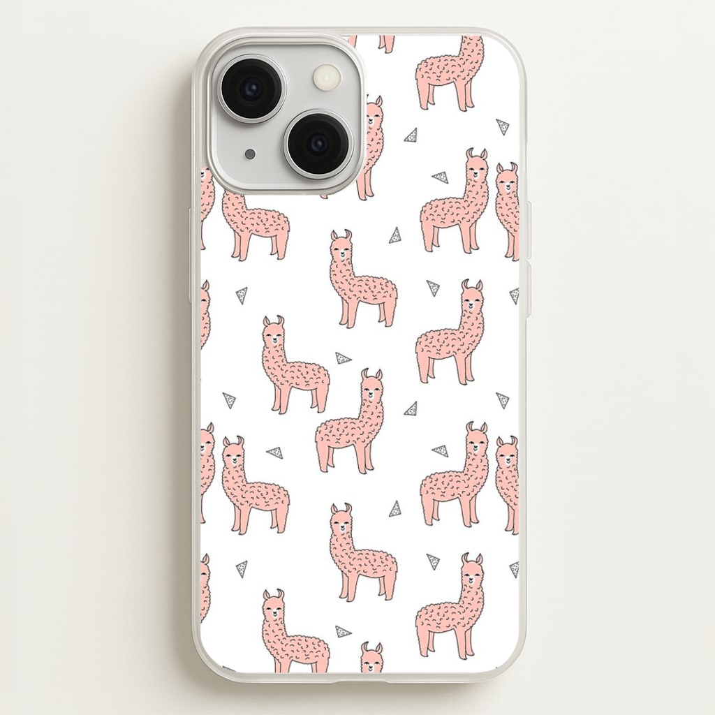 Pale Pink Alpaca Pattern - Phone Case for iPhone 13
