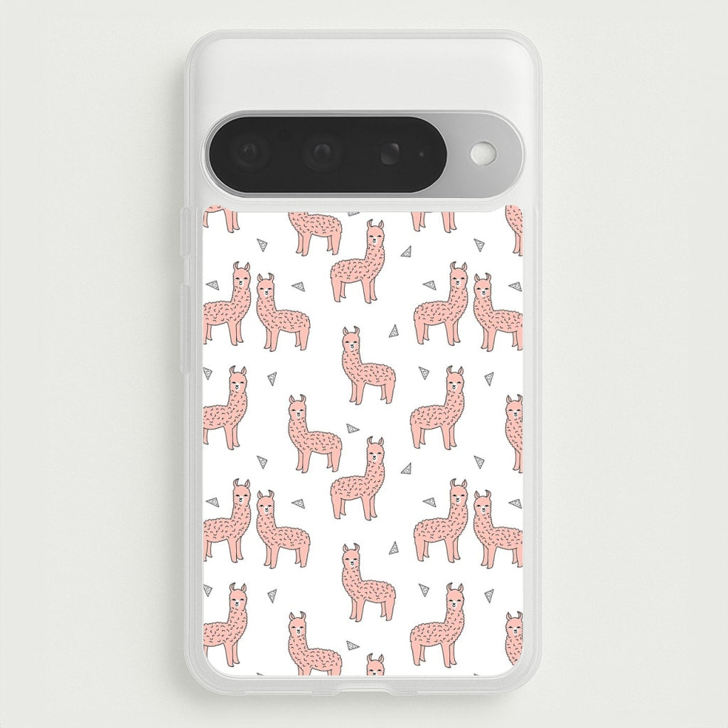 Pale Pink Alpaca Pattern Phone Case for Google Pixel 10 Pro XL