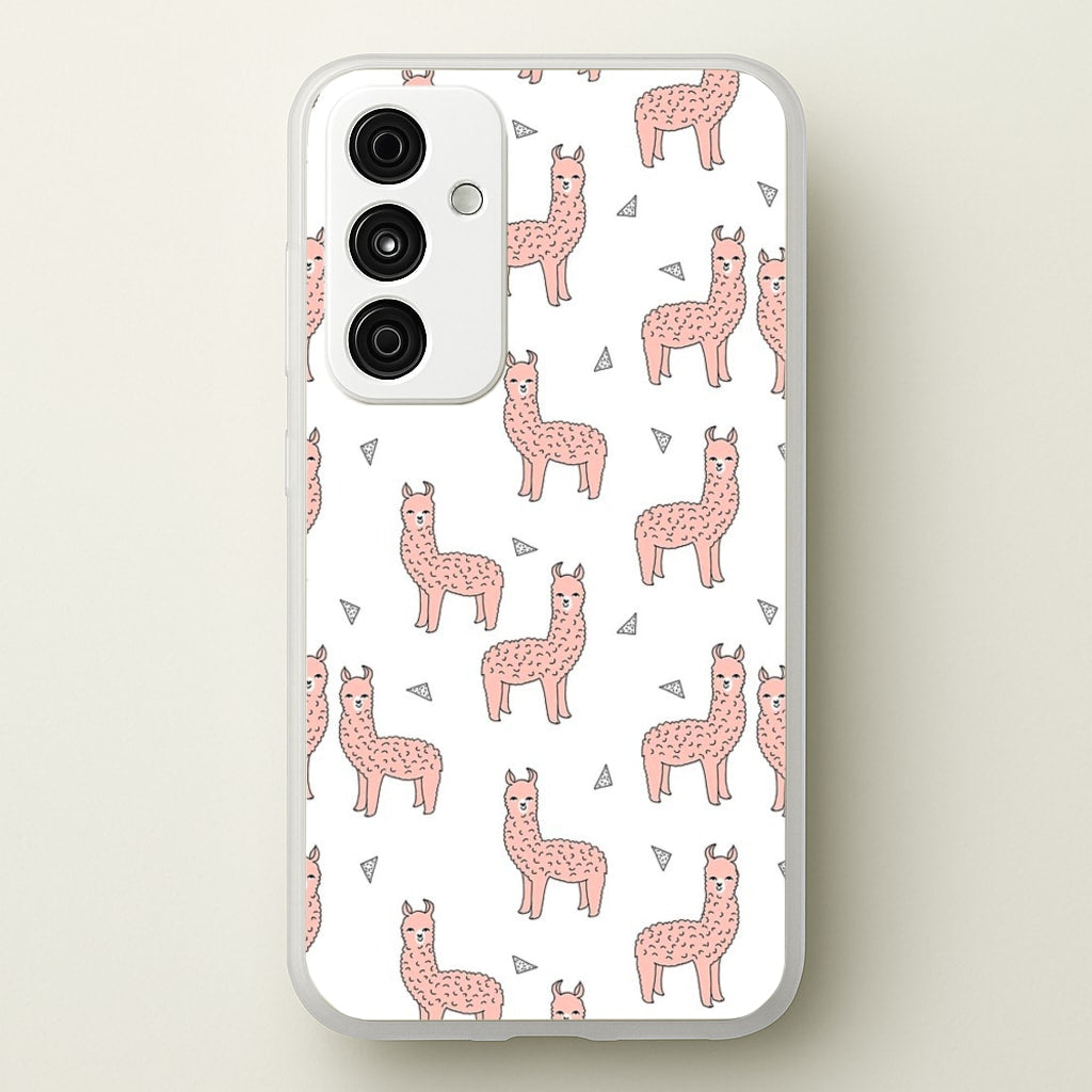 Pale Pink Alpaca Pattern - Phone Case for Galaxy A55