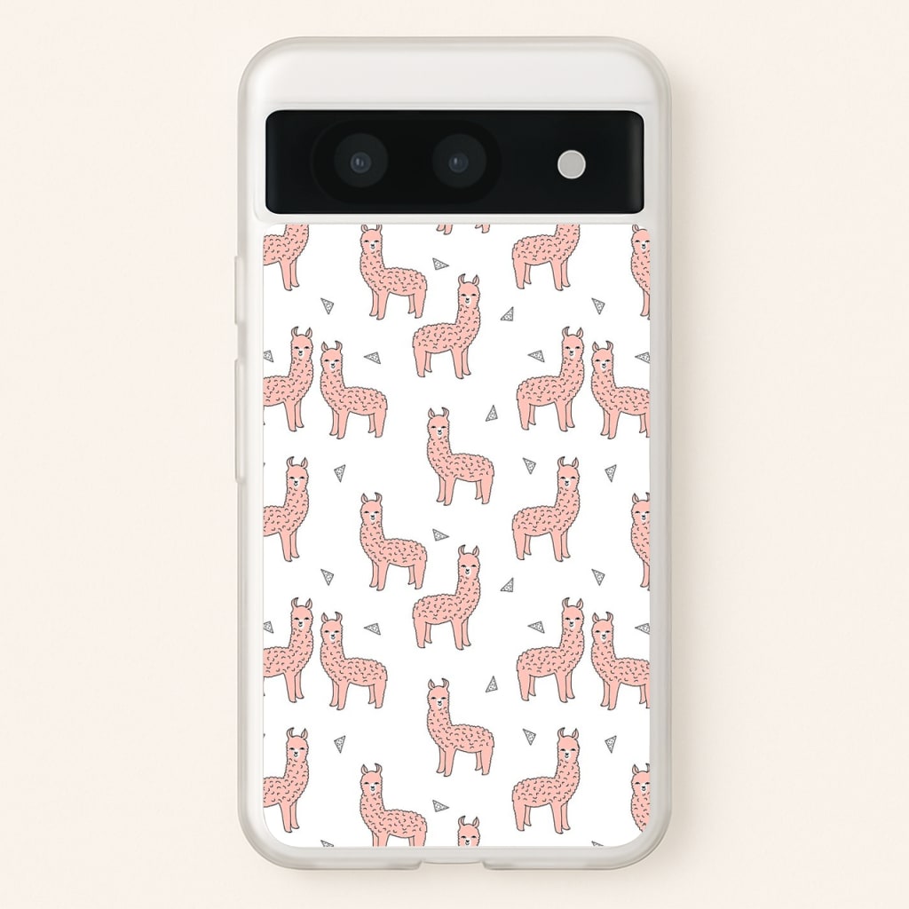 Pale Pink Alpaca Pattern - Phone Case for Google Pixel 8a