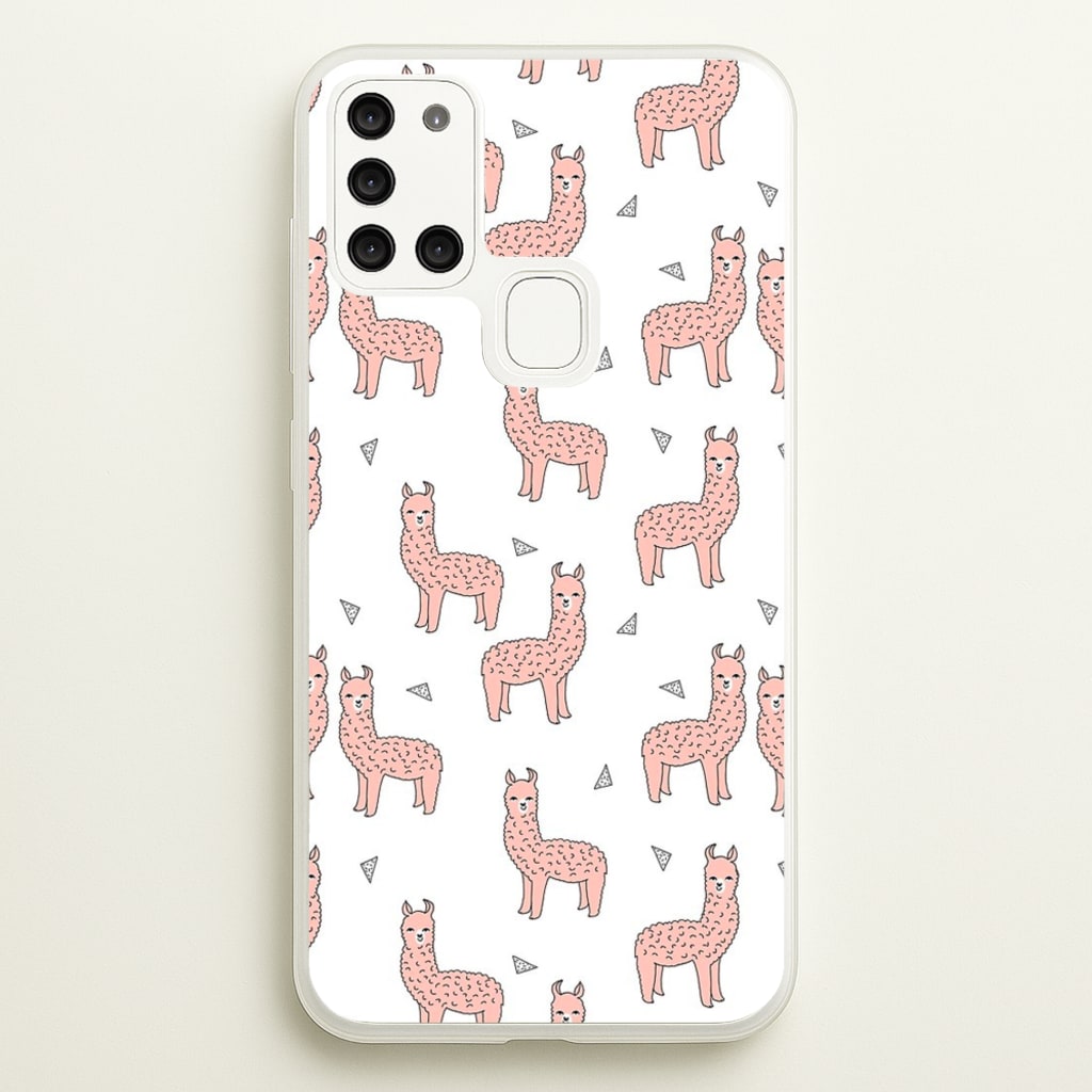 Pale Pink Alpaca Pattern - Phone Case for Galaxy A21s