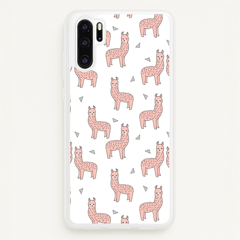 Pale Pink Alpaca Pattern - Phone Case for Huawei P30 Pro
