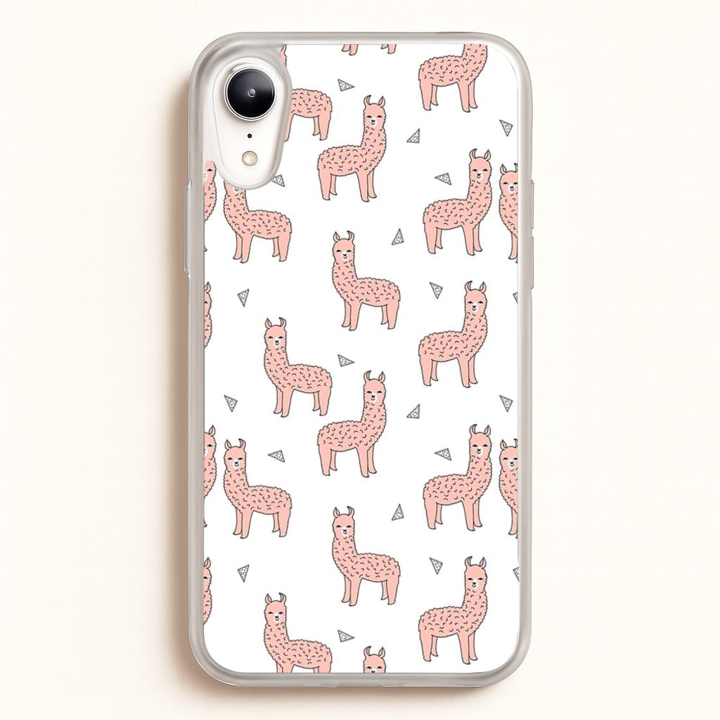 Pale Pink Alpaca Pattern - Phone Case for iPhone XR