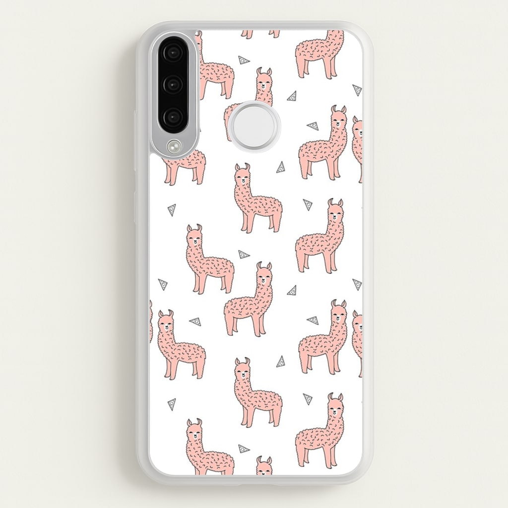 Pale Pink Alpaca Pattern - Phone Case for Huawei P30 Lite