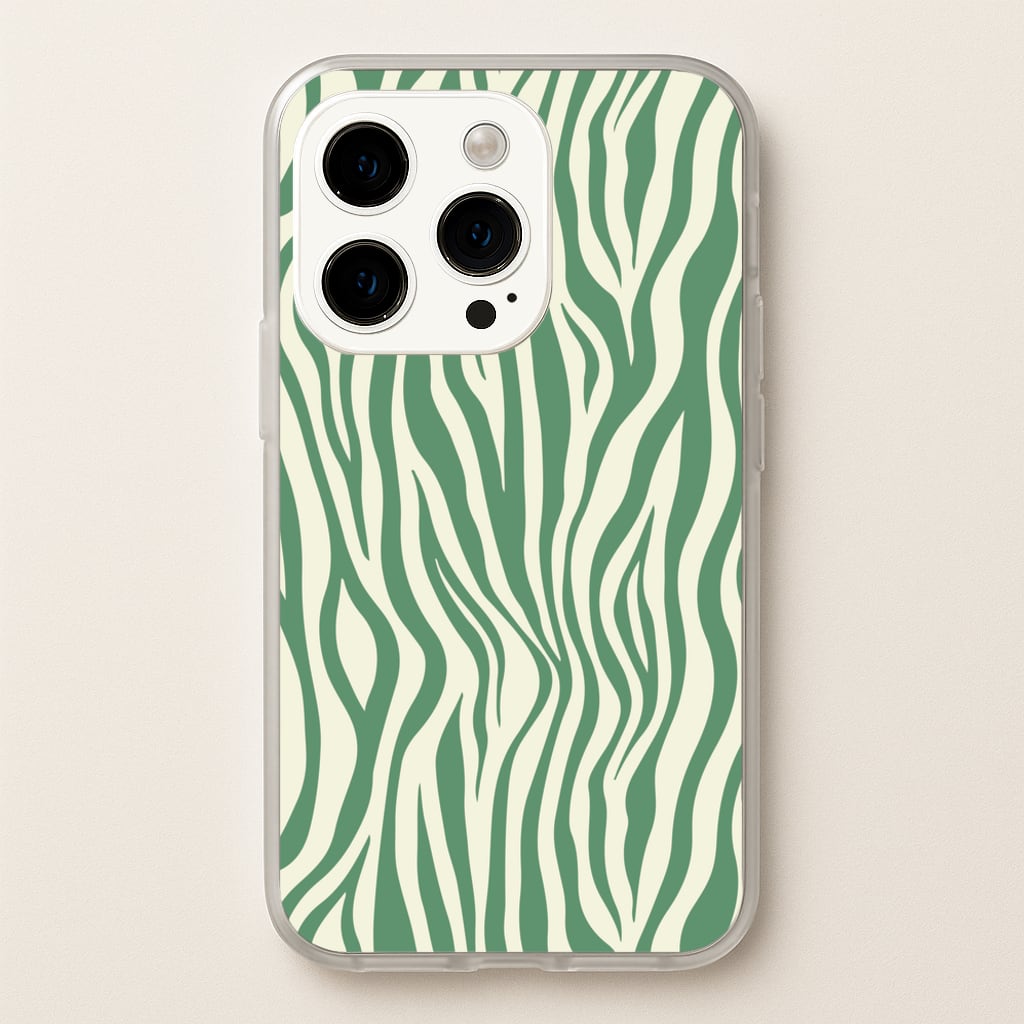 Green Zebra - Animal Patterns - Animal Patterns Phone Case for iPhone 15 Pro