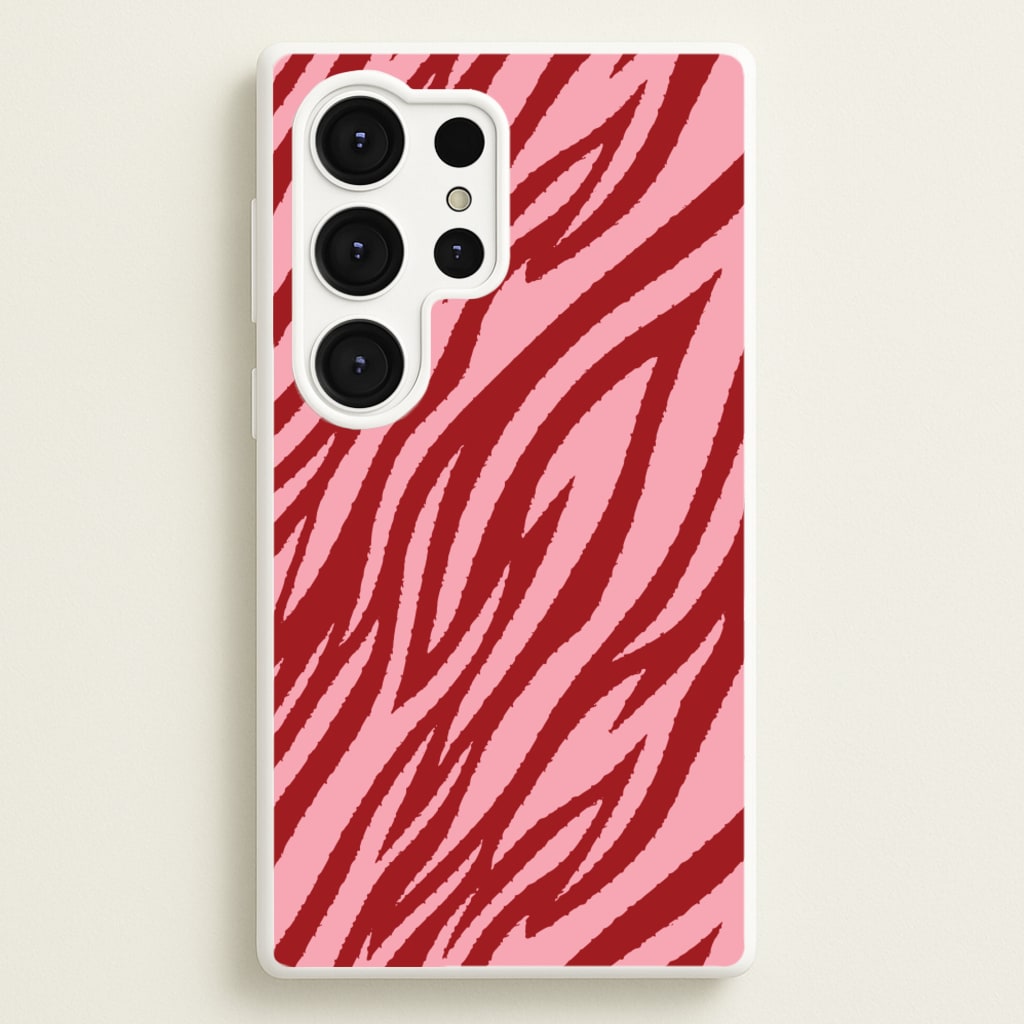 Red And Pink Tiger Print - Animal Patterns Phone Case for Galaxy S25 Ultra