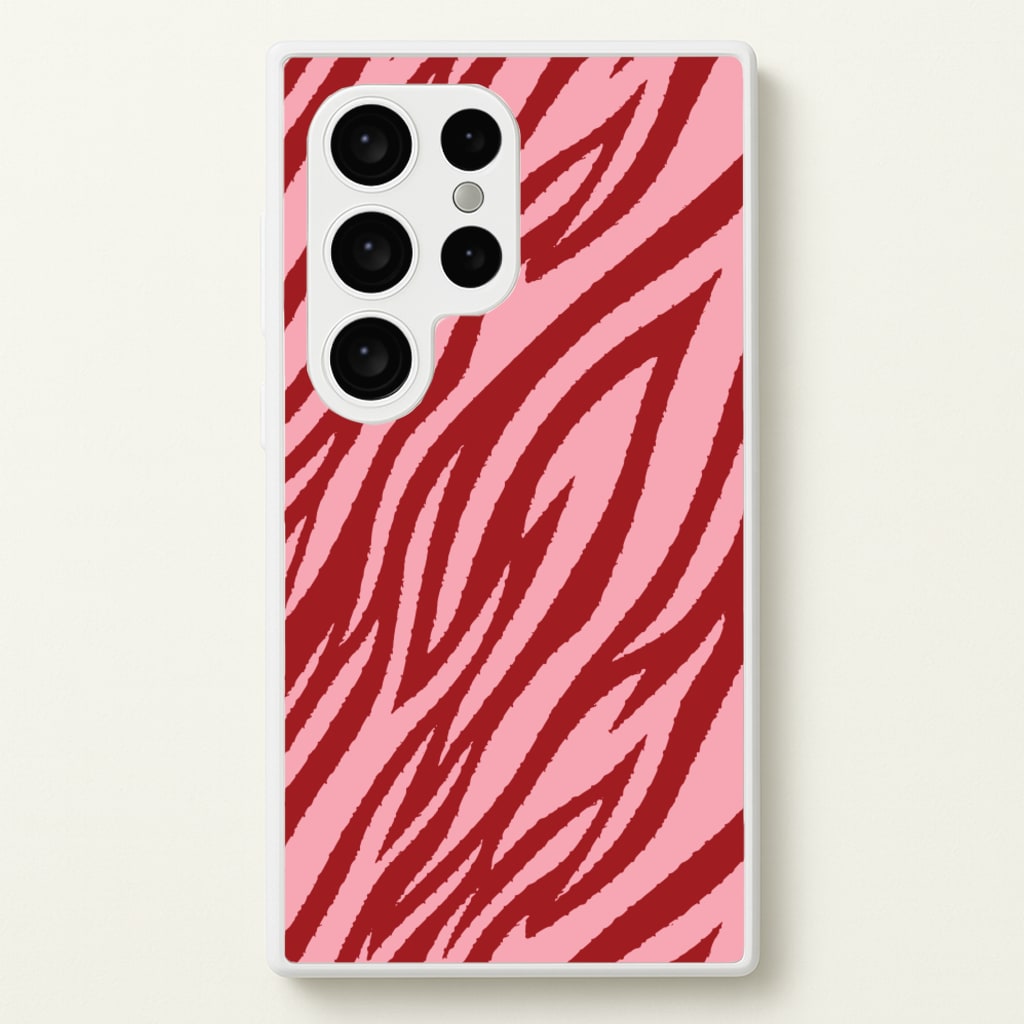 Red And Pink Tiger Print - Animal Patterns Phone Case for Galaxy S24 Ultra