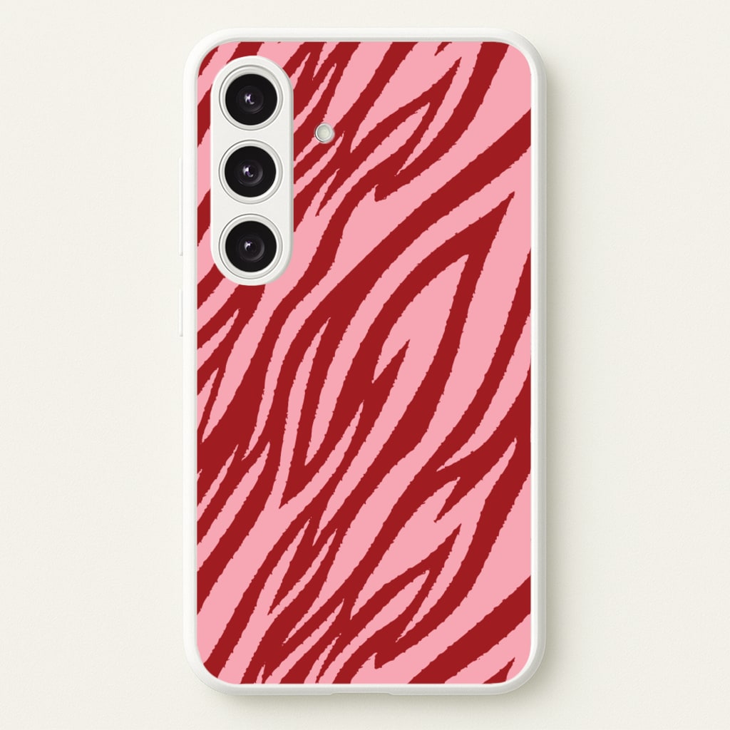 Red And Pink Tiger Print - Animal Patterns Phone Case for Galaxy S25 Plus