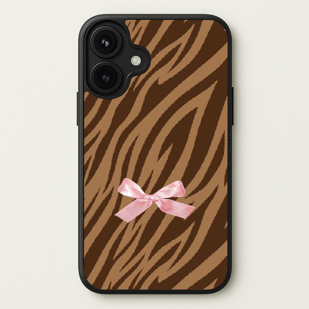 Coquette Brown Tiger Print Phone Case for iPhone 17