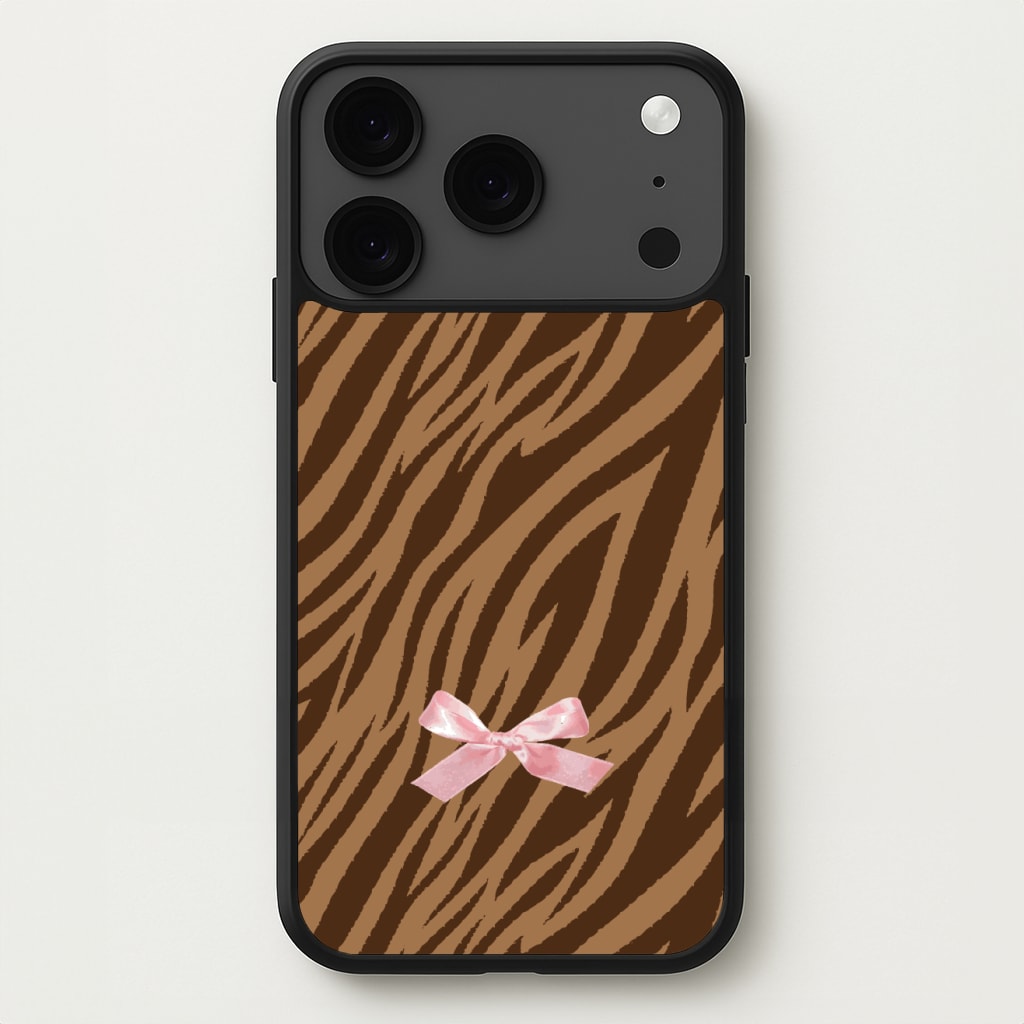 Coquette Brown Tiger Print Phone Case for iPhone 17 Pro Max