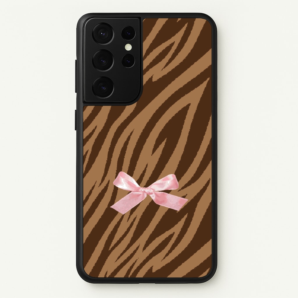 Coquette Brown Tiger Print - Animal Patterns Phone Case for Galaxy S21 Ultra
