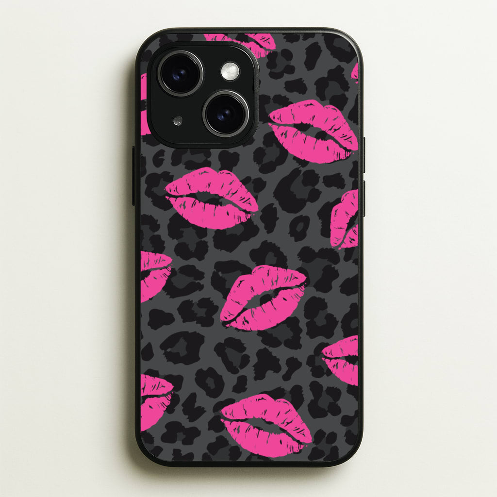 Pink Lipstick Cheetah Print - Animal Patterns Phone Case for iPhone 15