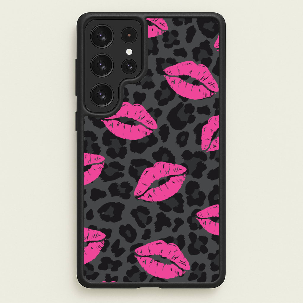 Pink Lipstick Cheetah Print - Animal Patterns Phone Case for Galaxy S23 Ultra