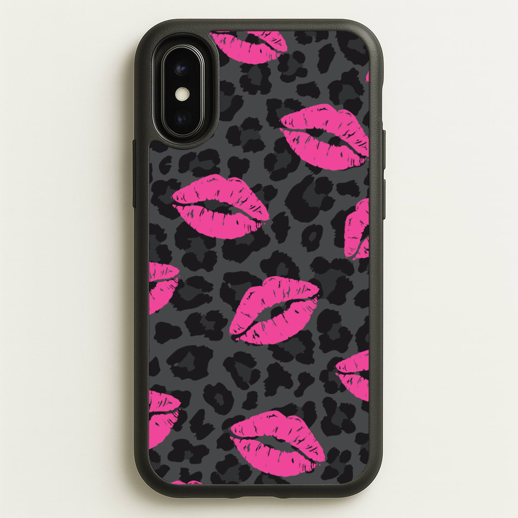 Pink Lipstick Cheetah Print - Animal Patterns Phone Case for iPhone X / XS