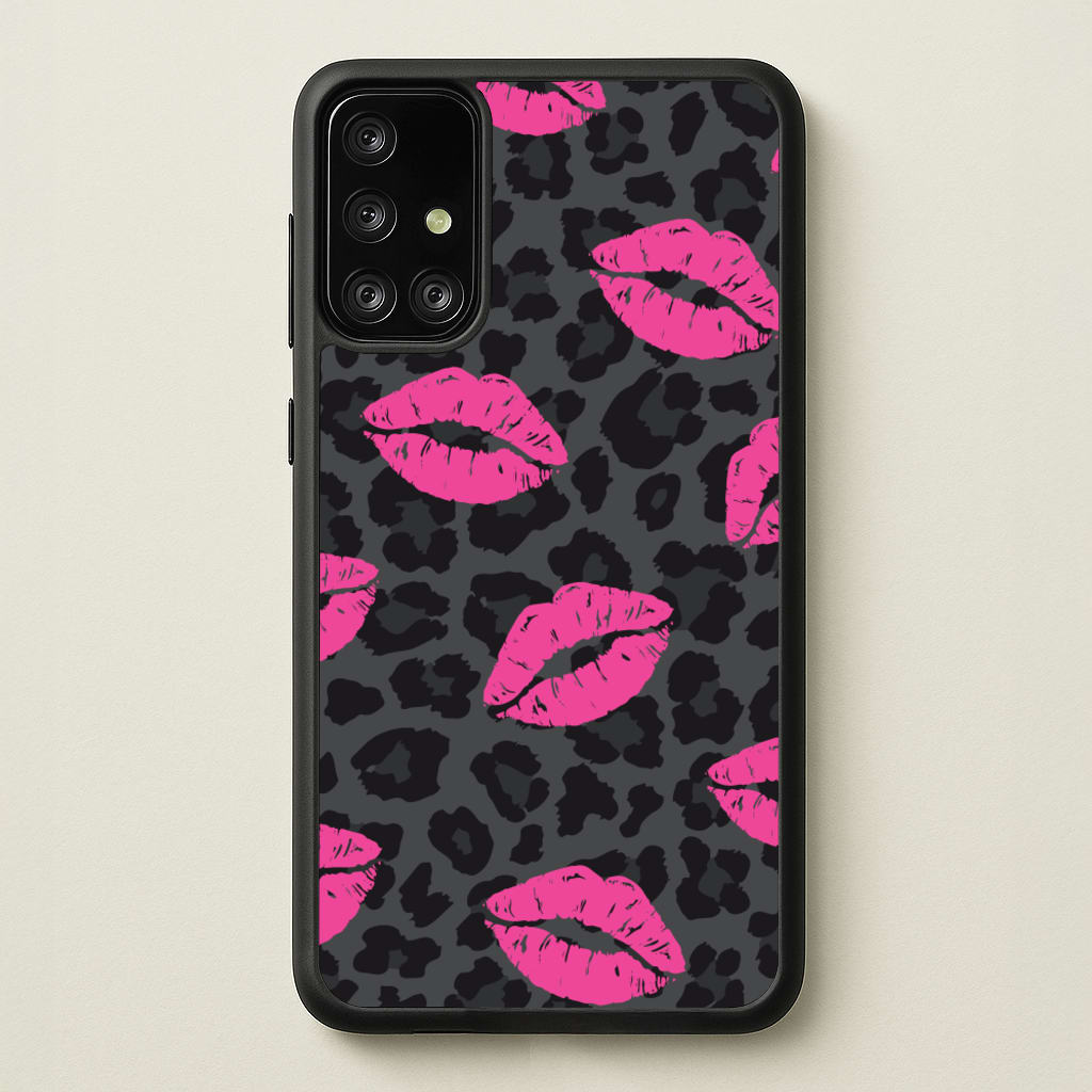 Pink Lipstick Cheetah Print - Animal Patterns Phone Case for Galaxy A71