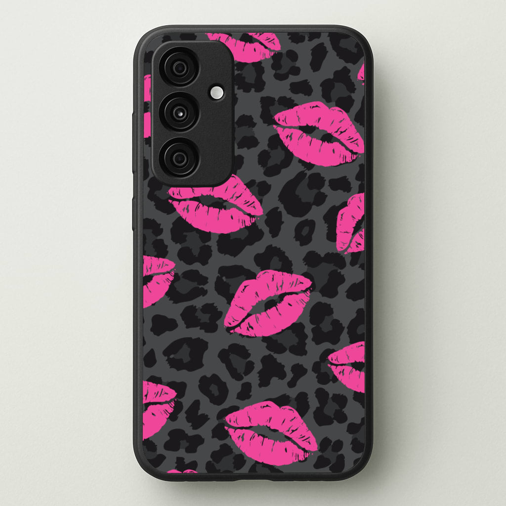 Pink Lipstick Cheetah Print - Animal Patterns Phone Case for Galaxy A55