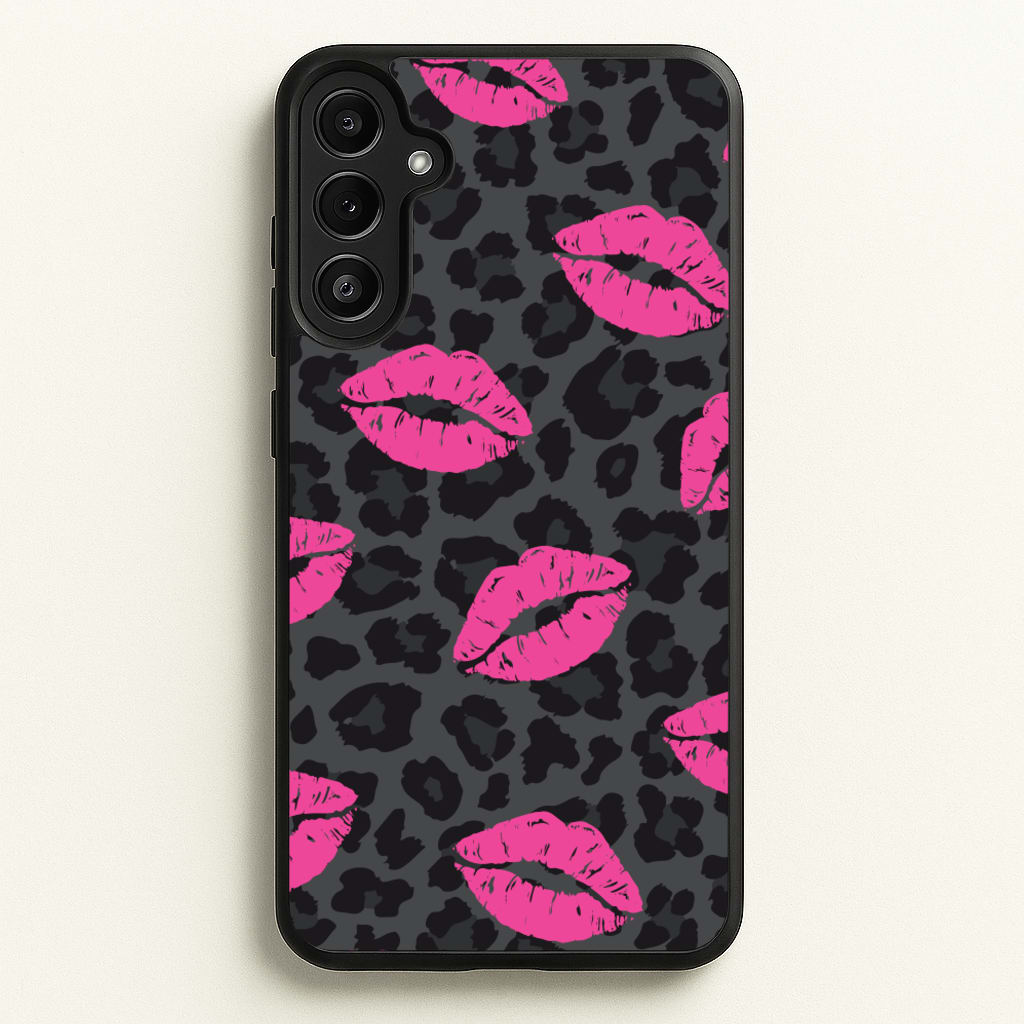 Pink Lipstick Cheetah Print - Animal Patterns Phone Case for Galaxy A34
