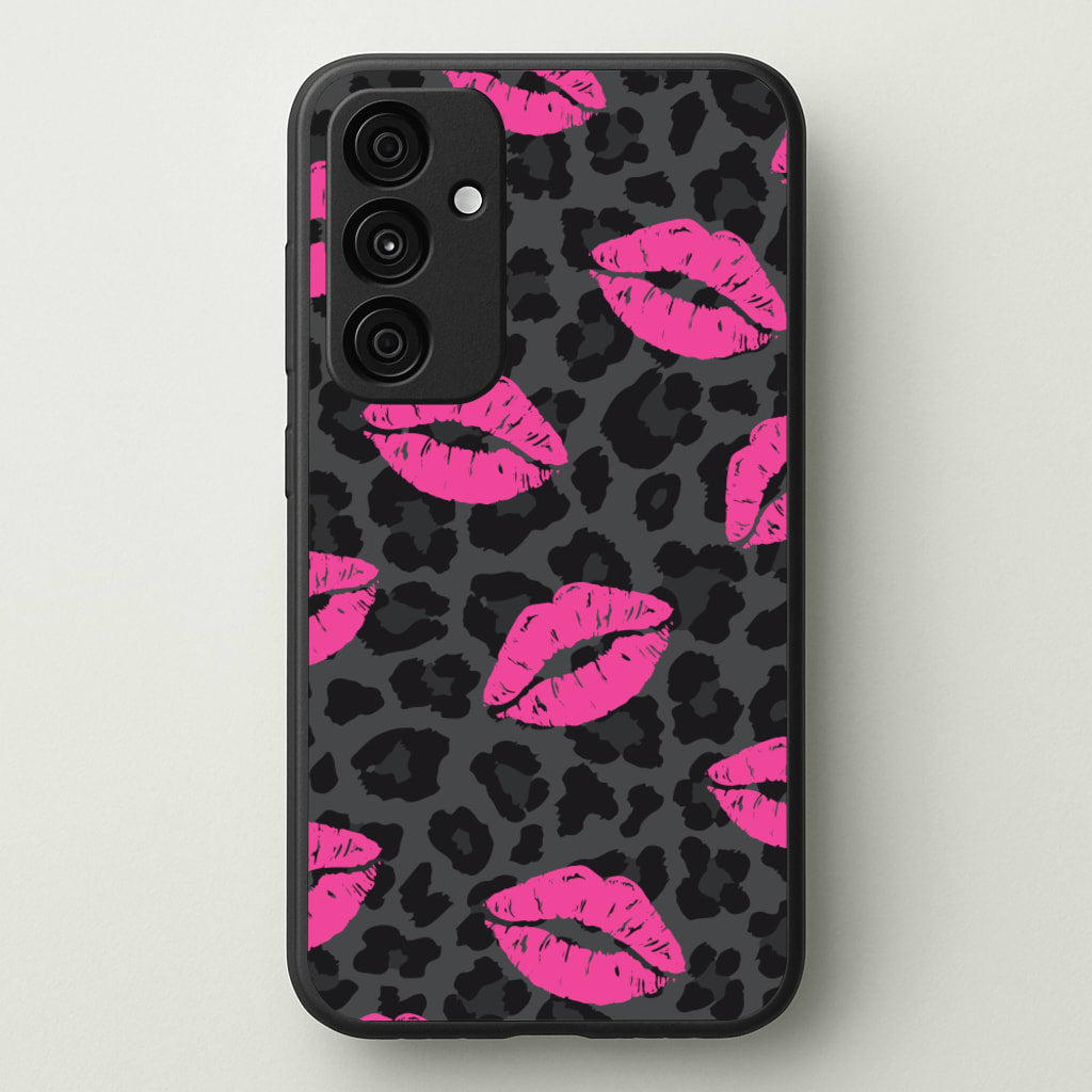 Pink Lipstick Cheetah Print - Animal Patterns Phone Case for Galaxy A35