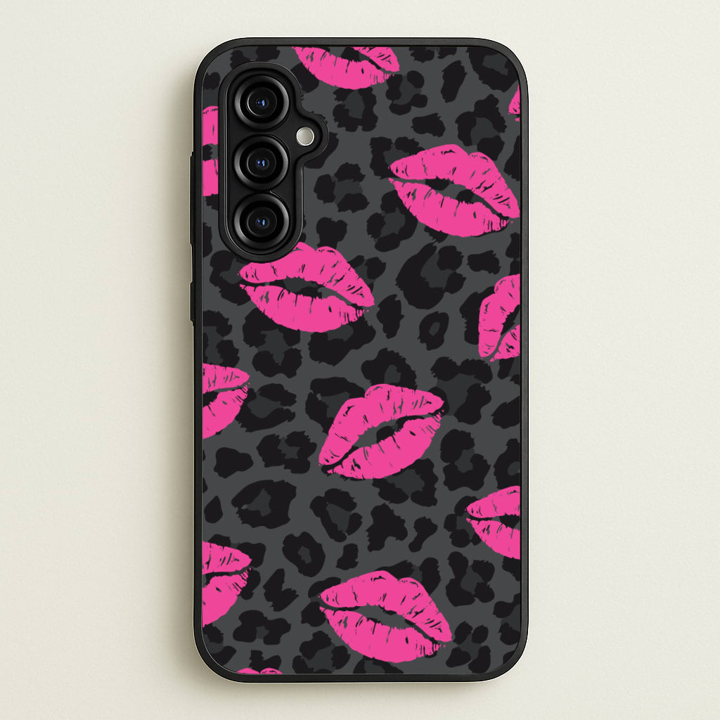 Pink Lipstick Cheetah Print - Animal Patterns Phone Case for Galaxy A54