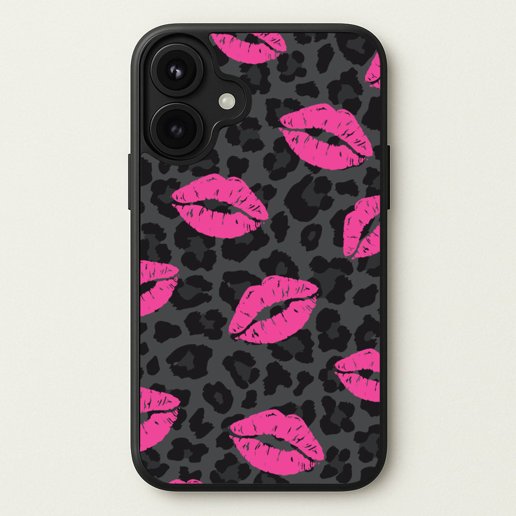 Pink Lipstick Cheetah Print Phone Case for iPhone 17
