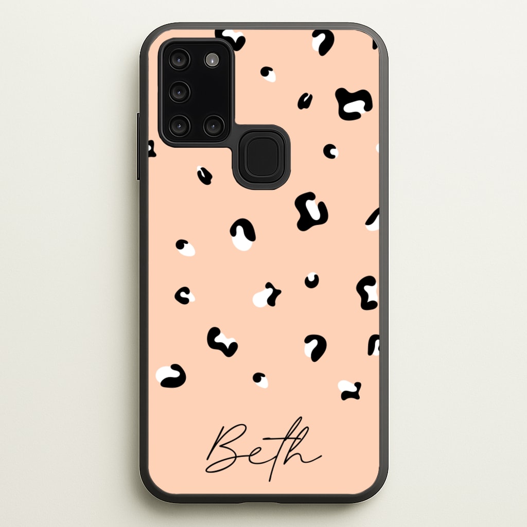 Personalised Name Cheetah Print - Animal Patterns Phone Case for Galaxy A21s
