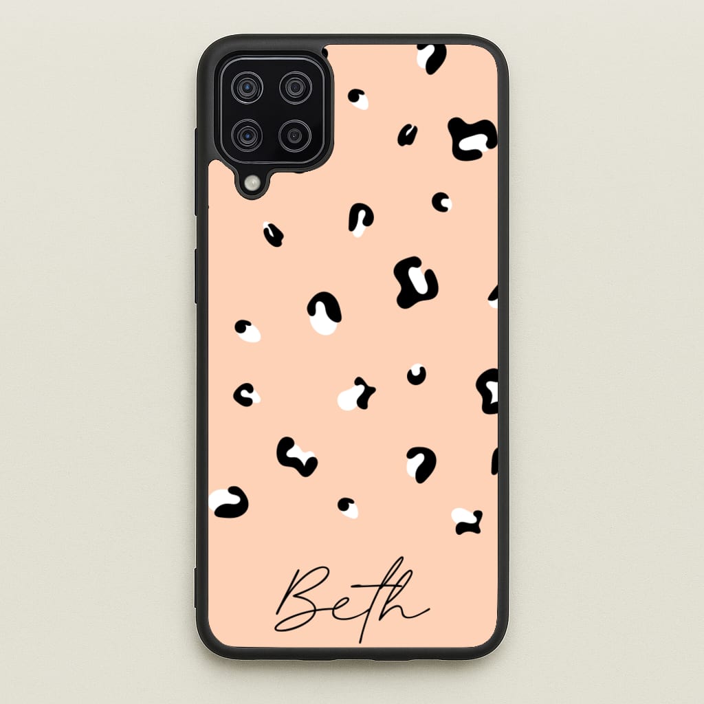 Personalised Name Cheetah Print - Animal Patterns Phone Case for Galaxy A12