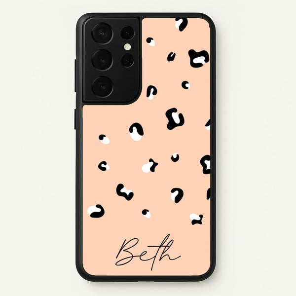 Personalised Name Cheetah Print - Animal Patterns Phone Case for Galaxy S21 Ultra