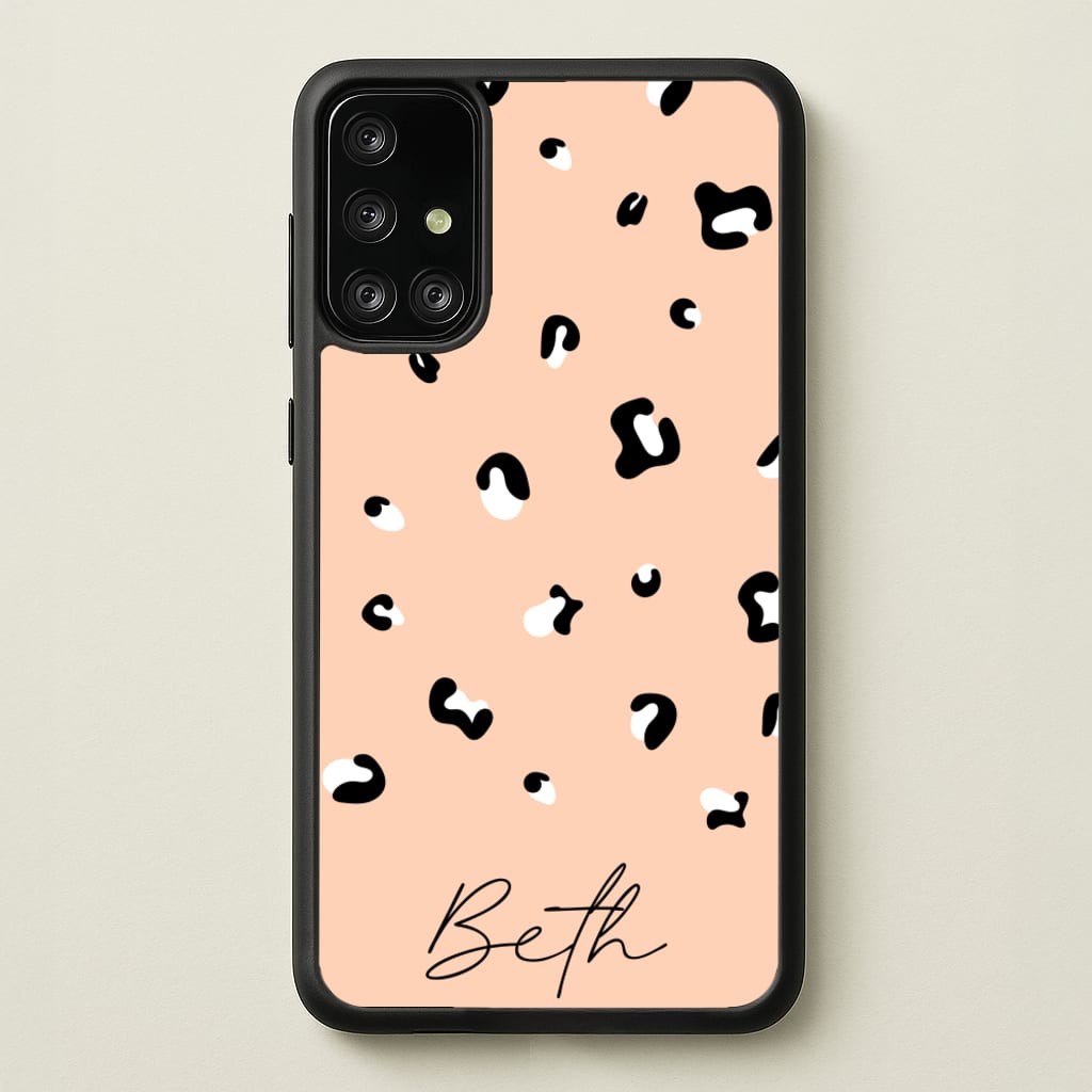 Personalised Name Cheetah Print - Animal Patterns Phone Case for Galaxy A71