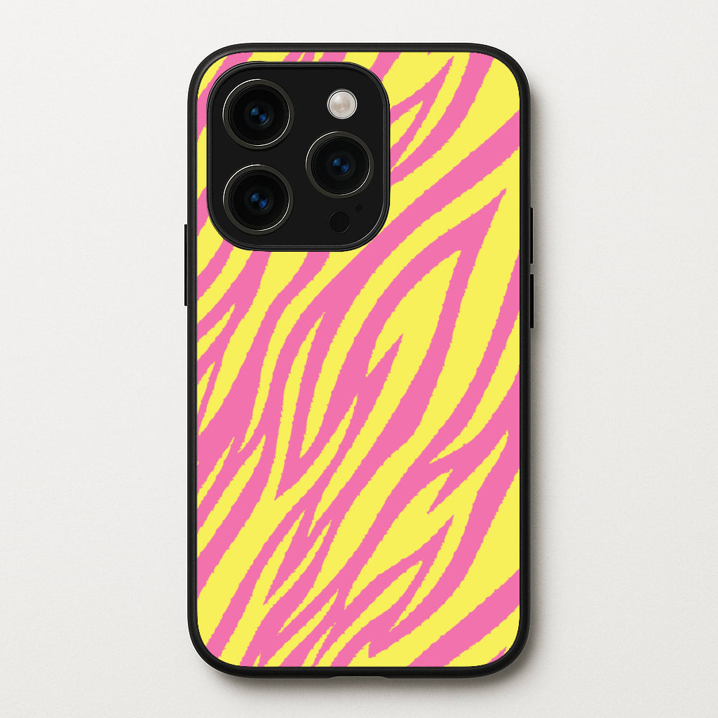 Neon Zebra Print - Animal Patterns Phone Case for iPhone 15 Pro