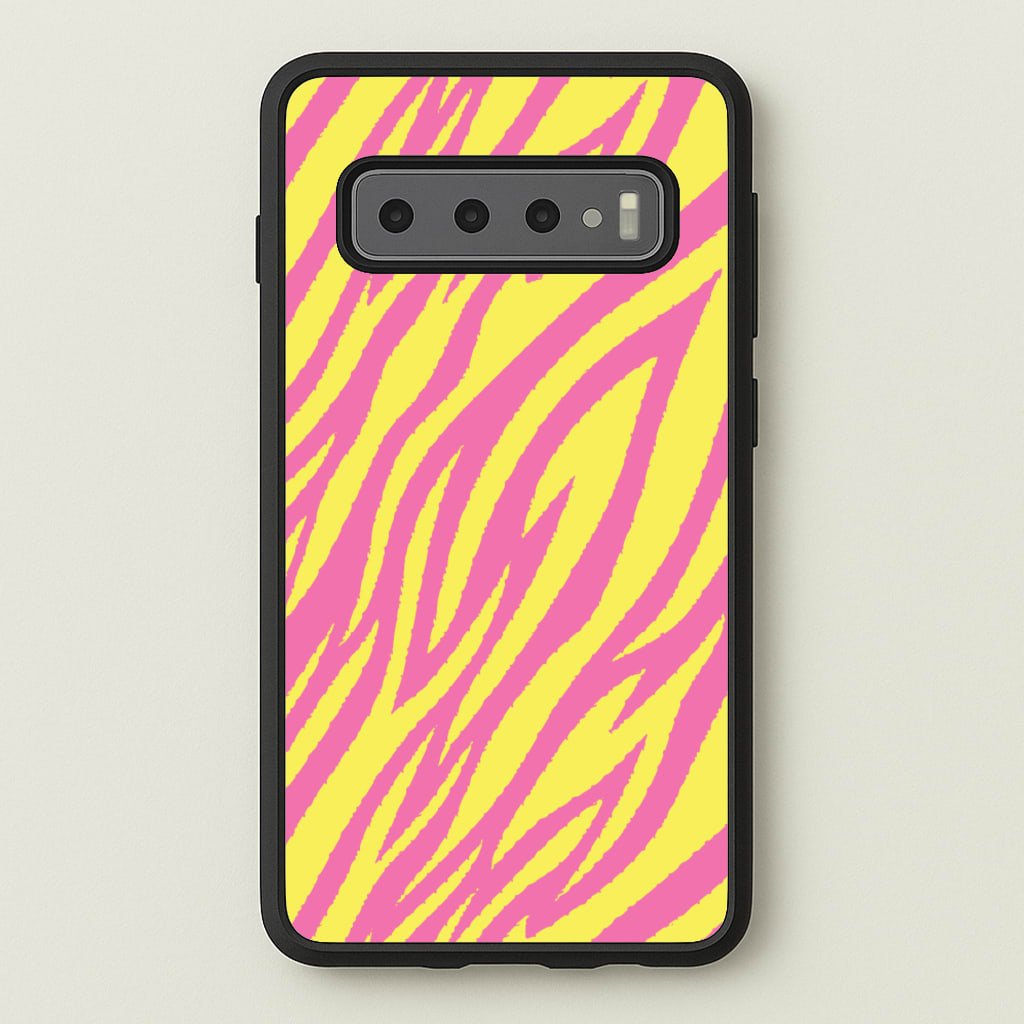 Neon Zebra Print - Animal Patterns Phone Case for Galaxy S10