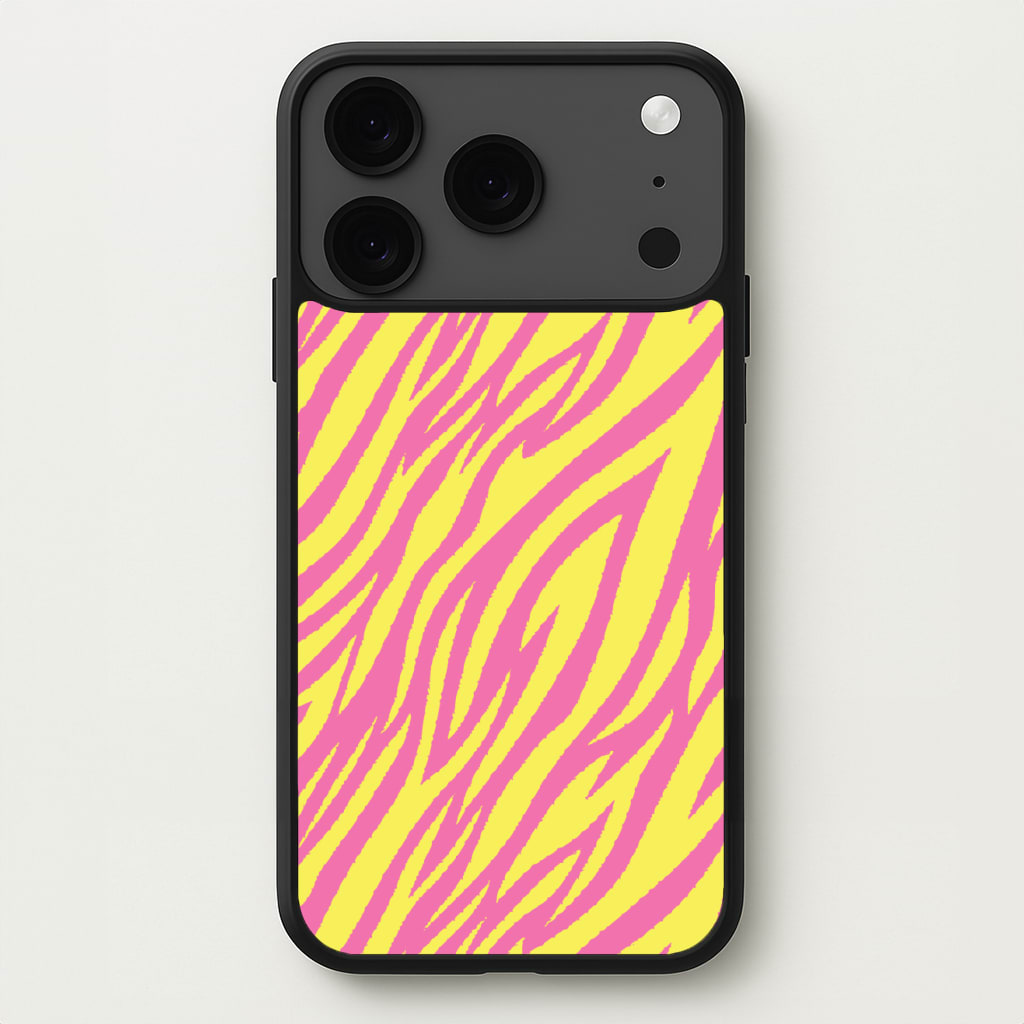 Neon Zebra Print Phone Case for iPhone 17 Pro Max